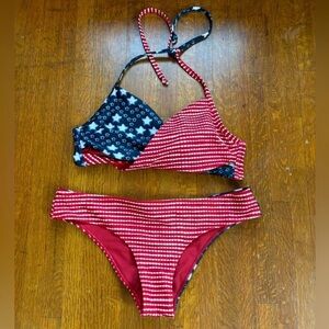 Hollister Patriotic Stars And Stripes Bikini M